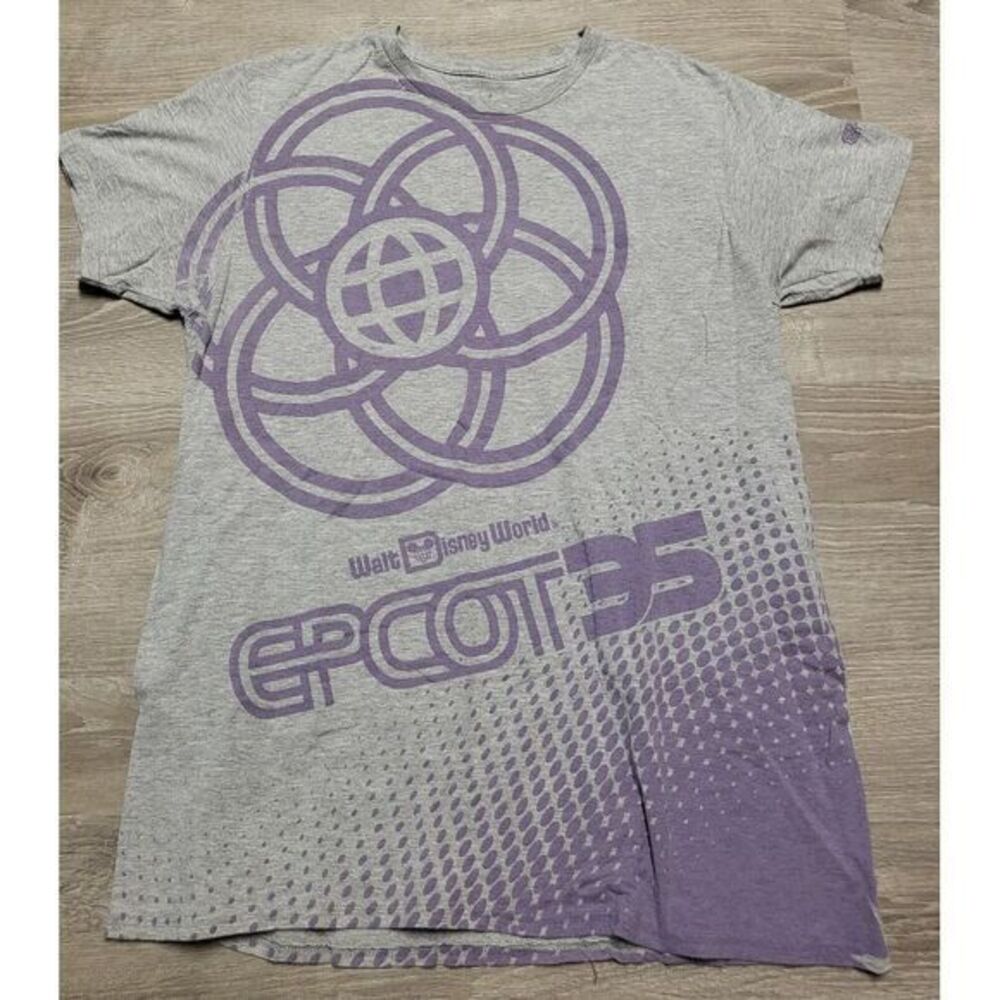 Epcot Center T-Shirt XLarge Gray ALL OVER Print 1-Side 35th Anniversary Disney